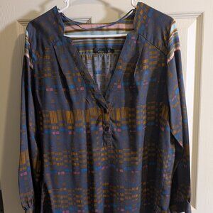 prAna Womens Size M Multi Colored Long Sleeve Blouse